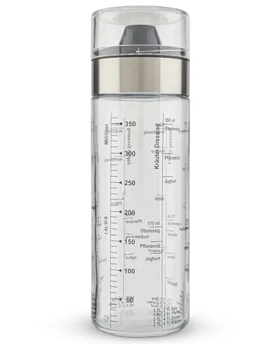 LALOB® Dressing Shaker – spülmaschienegeeignet - mit 5 Rezept-Skalen in 175 ml & 350 ml – Auslaufsicherer Salatsoßen-Schüttelbecher – Messbecher für Dressings, Marinaden & Vinaigrettes