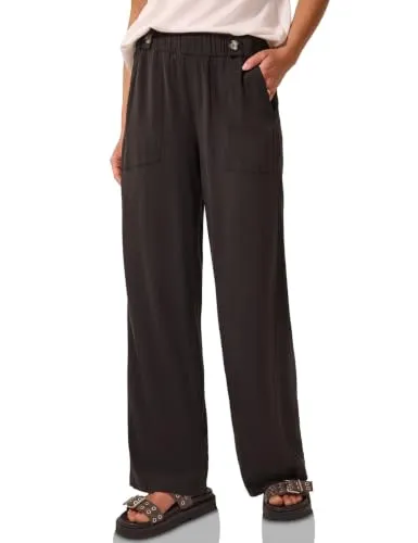 Street One Studio Wide Leg Hose Loose Fit mit Gürteldetail Charred Brown 40