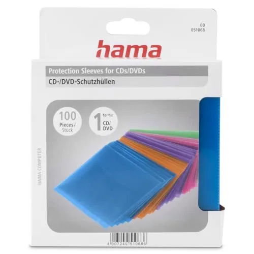 Hama CD-Leerhüllen (100 Stück, auch für DVD und Blu-ray geeignet) CD-Schutzhüllen farbig