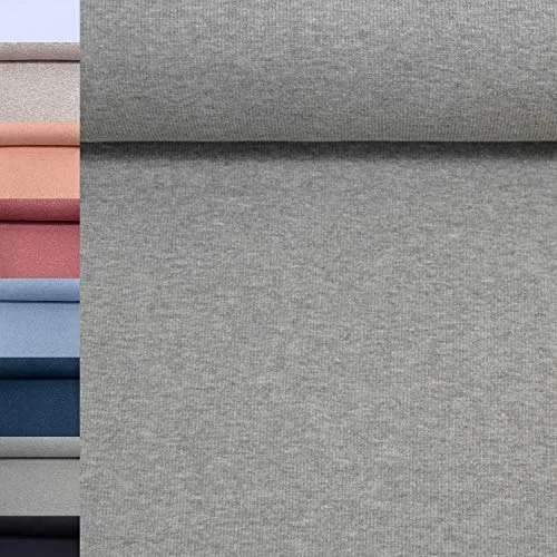 MAGAM-Stoffe Laura Bündchenstoff Grobstrick Uni Oeko-Tex Meterware 50cm (37. Meliert Hellgrau)