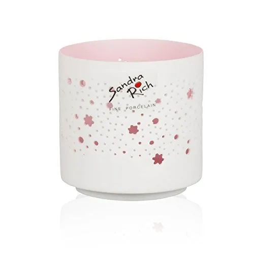 Teelichthalter ORIENT H. 7cm D. 7,1cm weiß matt innen rosa Sandra Rich