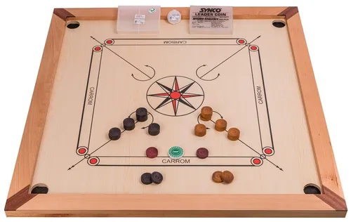 Square Carrom 840 LUX - Professionelles Carrom Board 84 x 84 cm - Gesellschaftsspiel mit hochwertigem MDF und Massivholzrahmen, ideal für spannende Spielabende mit Freunden und Familie.