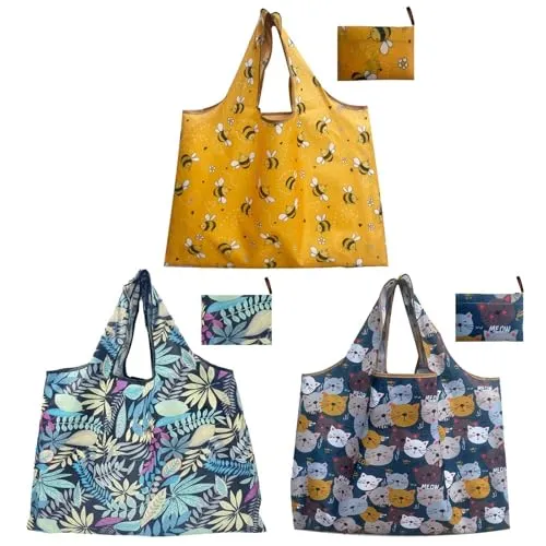 Einkaufstasche, kreativ, aus Oxford-Stoff, Polyester, Chromacraft, 3 Stück, faltbar, mehrfarbig, Einheitsgröße, Unisex, Outdoor