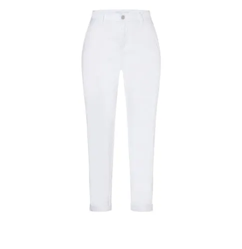 MAC Damen Chino Hose Denim Turn Up, Art.0434L307500 - Stoffhose mit schmal zulaufendem Bein aus hochwertigem Authentic Stretch Gabardine, sorgt für hohen Tragekomfort und einen sportiv-eleganten Look. Ideal für stilbewusste Damen.