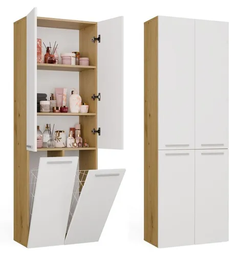 Badezimmerschrank NEL 2K DD Weiß/Artisan Eiche