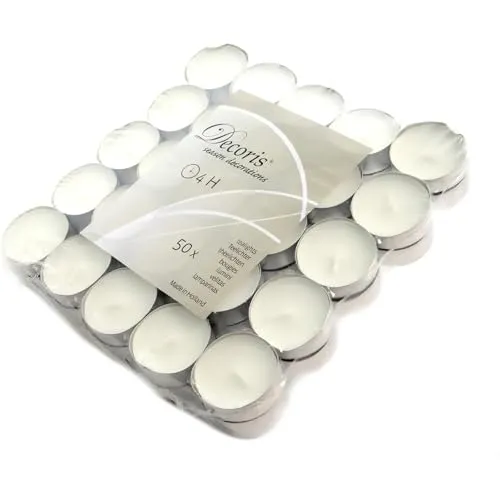 Teelichter Kerzen weiß Brenndauer 4 H 50 Stück