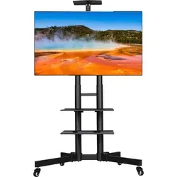 Yaheetech TV Ständer TV Bodenständer für 32-75 Zoll TV mit Rollen & 3 Ablageflächen, Max. VESA 600 x 400 mm - Schwarz