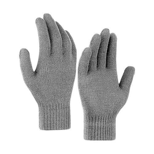 Heré Mood Winterhandschuhe Damen Herren, Warme Strickhandschuhe aus 100% Polyacryl, Thermo, elastisch & atmungsaktiv, Unisex Handschuhe gegen Kälte für Alltag, Outdoor, Fahrrad, Laufen (Dunkelgrau)