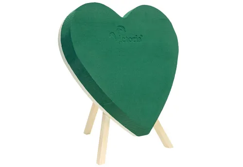 Creativery Bastelmoos, Nass Steckschaum Herz 20x18x6cm mit Holzständer H.23cm