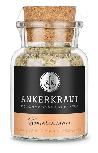 Ankerkraut Tomatensaucen, für Pasta, Spaghetti, Tortellini und Klassiker aus Italien, Lecker zu Hause kochen, Mischung würzender Zutaten für Tomatenmark, 100 g im Korkenglas