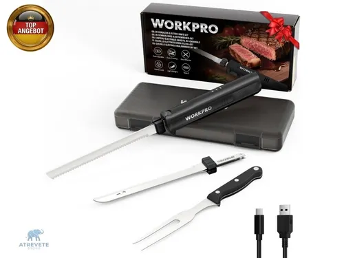 WORKPRO Elektromesser 8V – Kabelloses Küchenmesser mit Edelstahlklingen