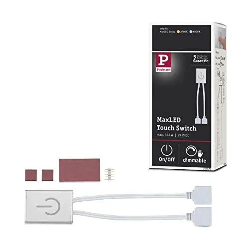 Produktbild Paulmann 70975 Stripe MaxLED Touch Switch max. 144 Watt dimmbar Lichtband Silber Lichtstreifen Metall LED Band