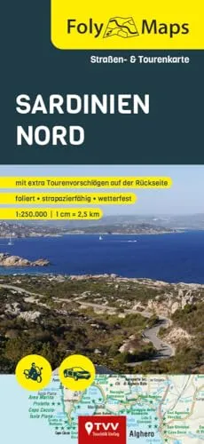 FolyMaps Sardinien Nord: Straßen- und Tourenkarte 1:250 000