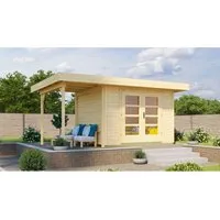 Gartenhaus weka Designhaus 126 A Gr.3 mit Fußboden und Überdachung - Gartenhaus aus hochwertigem Holz mit Flachdach, ideal für kreative Nutzung im Garten und langlebiger Schutz für Ihre Gartenutensilien.
