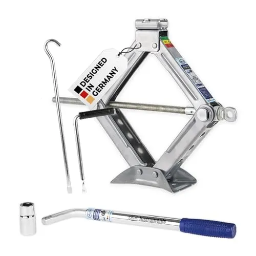 alca® Scherenwagenheber 1,5t mit Radmutternschlüssel - Kfz-Wagenheber Set: 1,5t Traglast, TÜV & GS geprüft, höhenverstellbar von 104–380 mm, ideal für Reifenwechsel, auch bei –50 °C nutzbar.