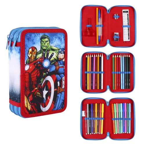 CERD LIFE S LITTLE MOMENTS - Estuche Escolar 3 Compartimentos, offizielles Marvel-Design mit Captain America, Hulk und Iron Man, ideal für kleine Superhelden