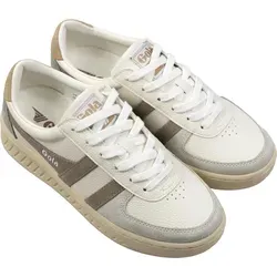 Gola Damen Grandslam Trident Schuhe (Größe 42, weiss) - Freizeitschuhe aus recyceltem Kunstleder, ideal für Tennis und den Alltag mit rutschfester Kautschuksohle.