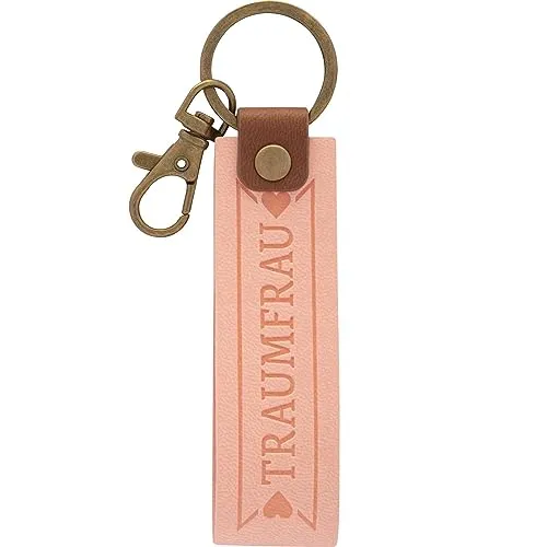 GRUSS & CO Schlüsselanhänger Kunstleder Motiv Traumfrau | Anhänger aus rosa Kunstleder mit Motiv Traumfrau, inkl. Karabiner | 48382