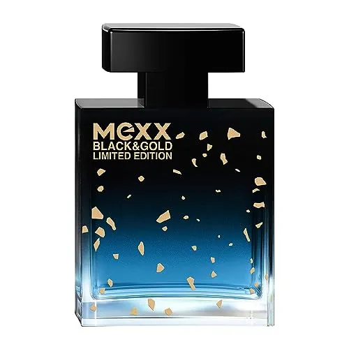 Mexx Black & Gold Limited Edition Man Eau de Toilette 50ml - Eau de Toilette für Herren, luxuriöser holzig-fruchtiger Duft mit veganer Formulierung, ideal für festliche Anlässe und besondere Momente.