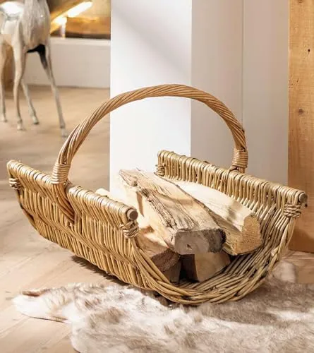 Holzkorb aus Weide für Kaminholz von Dekoleidenschaft