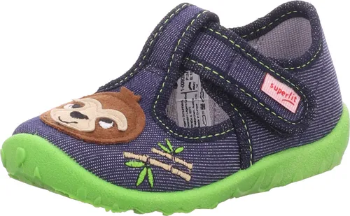 Superfit Jungen Spotty Hausschuh, Dunkelblau 8070, 24 EU - Hausschuhe für Jungen aus strapazierfähiger Baumwolle mit Tierkopf-Applikation, ideal für alle Böden dank abfärberfreier Sohle.