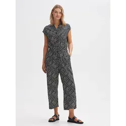 Stylischer OPUS Jumpsuit in Schwarz/Weiß, Größe 40 - Damen Overalls von OPUS aus 100% Viskose, mit Rundhalsausschnitt und praktischen Eingrifftaschen. Perfekt für einen eleganten Look im Alltag oder zu besonderen Anlässen.