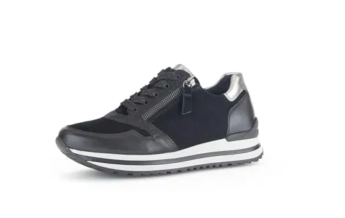 Gabor Damen Low-Top Sneaker - Komfortable Halbschuhe mit Mehrweite (H) - Bequeme Low-Top Sneaker aus Glattleder und Rauleder, ideal für den Alltag. Die komfortable Mehrweite (H) sorgt für perfekten Tragekomfort. Perfekt für Freizeit und Sport.