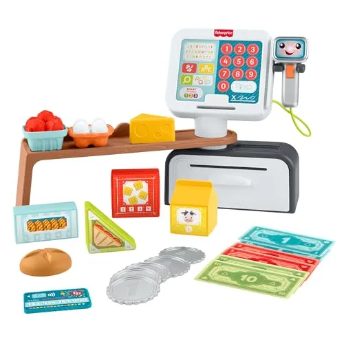 Fisher-Price® Lernspielzeug Lernspaß Meine erste Spielkasse - Lerncomputer für Kinder ab 2 Jahren, fördert Farben, Formen und Zahlen mit interaktivem Sound und Liedern für ein spielerisches Lernerlebnis.