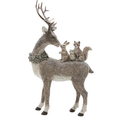 Dekohelden24 Dekofigur Hirsch aus Poly Grau 16x26x5cm - Elegante Dekofigur aus hochwertigem Polyresin, ideal für moderne Weihnachtsdekoration. Mit majestätischem Design und langlebiger Stabilität bringt dieser Hirsch Ruhe und Stil in Ihr Zuhause.