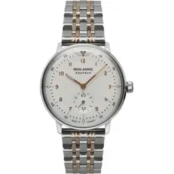 IRON ANNIE 5089MB-1 Bauhaus Damen Uhr - Elegante Armbanduhr im Bauhaus-Stil mit rosé-goldfarbenem Zifferblatt und Edelstahlarmband. Wasserdicht bis 30 Meter und mit Schweizer Quarz-Uhrwerk für präzise Zeitmessung.