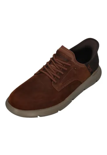 Skechers Garza - Gervin Slipper - Bequeme Slipper in Größe 47,5 aus braunem Nubukleder, mit weichem Textilinnenmaterial und weit geschnitten für optimalen Tragekomfort.