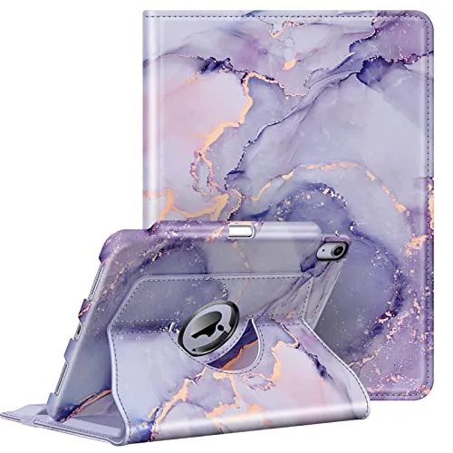 FINTIE Hülle für iPad Air 11 Zoll M4/M3/M2 (2026/2025/2024), iPad Air 5. Gen 2022/ iPad Air 4 2020 10.9 Zoll mit Stifthalter - 360 Grad verstellbare Schutzhülle Cover mit Standfunktion, Lila Marmor