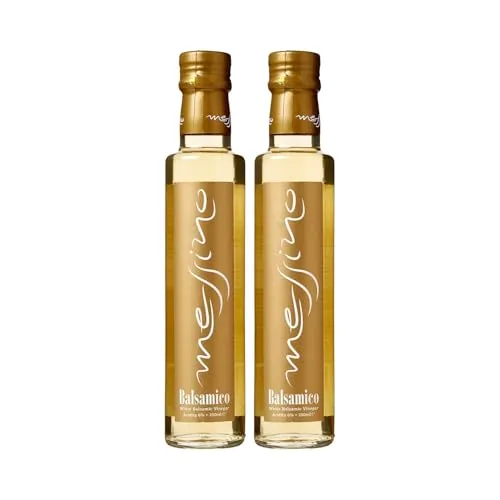 Messino Weißer Balsamico Essig aus Griechenland – 2er Pack (2×250 ml) – Hergestellt aus griechischen Weinen & Traubenmost – Vegan, ohne Zuckerzusatz, Premium Qualität