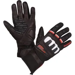 Modeka Air Ride Handschuhe, schwarz-weiss-rot, Größe M L für Männer - Motorradhandschuhe aus hochwertigem Ziegenleder mit perforierter Innenhand und atmungsaktiven Mesh-Einsätzen für optimalen Komfort und Sicherheit.