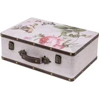 HMF Handgefertigter Vintage Koffer aus Holz - Deko Koffer im Rosen Design - Aufbewahrungsboxen - Stilvoller Vintage Koffer, ideal als Deko oder Geschenk, handgefertigt und ein echter Hingucker.