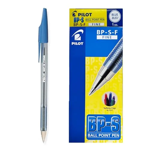 PILOT BP-S-F, Kugelschreiber mit Metallspitze 0,7 mm, blau, Packung mit 12 Stück