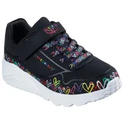 Skechers Uno Lite Heart Craze Turnschuhe ohne Schnürsenkel - Stylische Sneaker für Jungen in Schwarz, ideal für den Alltag mit einem bequemen Design und ohne Schnürsenkel für einfaches An- und Ausziehen.