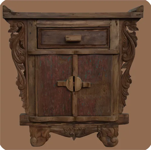 Romantische Massivholz Kommode Flower 2 | Teak Holz