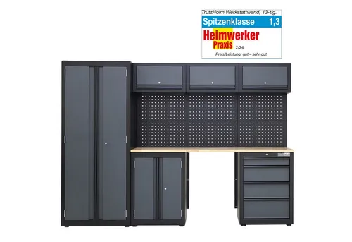 TRUTZHOLM Werkstatt-Set 13-tlg. - Modulares Werkstattschranksystem - Werkstatt-Sets mit abschließbaren Schränken und höhenverstellbaren Regalen, ideal für eine optimale Organisation in Ihrer Werkstatt.