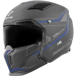Bogotto Radic WN-ST Helm, blau/schwarz, S - Fahrradhelm mit 2 Schalengrößen, abnehmbarem Kinnteil und getöntem Visier für optimalen UV-Schutz, ideal für sichere Fahrten.