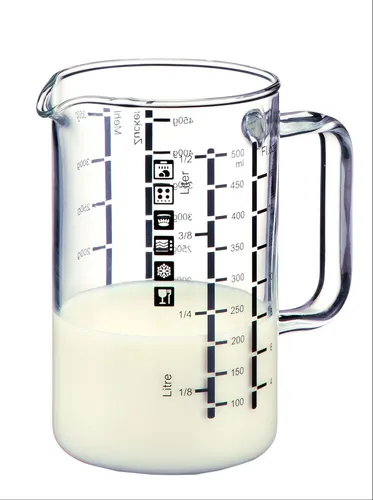 Koch und Messbecher aus Borosilikatglas mit Henkel und Skala 1000ml