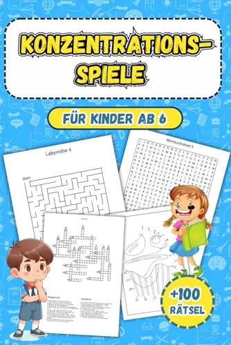 Produktbild Konzentrationsspiele für Kinder ab 6 – 100 spannende Rätsel