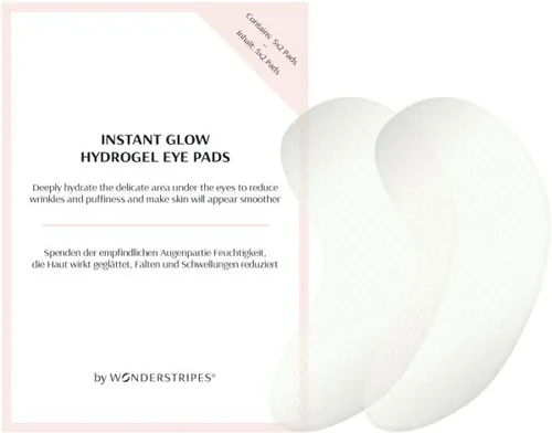 Wonderstripes Instant Glow Hydrogel Eye Pads - Augenpflege: Die Hydrogel Pads glätten Fältchen, reduzieren dunkle Ringe und Schwellungen in nur 15 Minuten. Angereichert mit einem speziellen Anti-Aging Wirkkomplex für strahlende Augen!