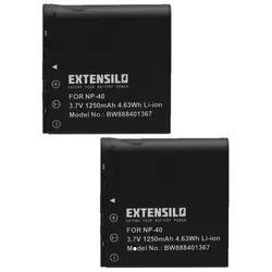 EXTENSILO 2x Akku kompatibel mit Rollei Movieline SD50 Kamera (1250 mAh, 3,7 V, Li-Ion)