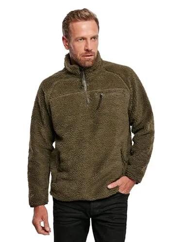 Brandit Teddyfleece Troyer in Olive, Größe L - Funktionsjacke aus hochflorigem Teddy-Fleece, bietet hohe Wärmeleistung und Atmungsaktivität – ideal für kalte Tage. Mit praktischen Taschen und Windschutz für optimalen Komfort.