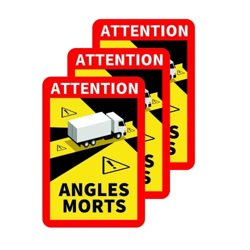 Prolac Warnaufkleber Angles Morts – Toter Winkel für LKW und Wohnwagen, Auto Etiketten selbstklebend 25 x 17 cm, Aufkleber Wohnmobil (LKW und Wohnwagen) – 3 Stück