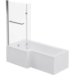 HOME DELUXE ELARA - Badewanne mit Duschwanne rechts, inkl. Zubehör und Duschabtrennung, modernes Design aus 6 mm Sicherheitsglas