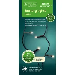 LED Lichterkette mit Timer und Batteriekasten für Außenbereich – 48 Birnchen - Stimmungsvolle LED Lichterkette mit 48 Birnchen und 6h Timer, ideal für den Außenbereich. Flexibel einsetzbar ohne Steckdose, geringer Stromverbrauch und lange Lebensdauer. Gesamtlänge: 4,1 m, Kabelfarbe: schwarz.