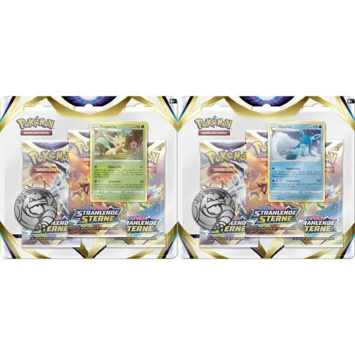 GW4076 Pokemon Schwert & Schild 3-Pack Blister Strahlende Sterne - TCG OVP Packs, enthält drei aufregende Booster Packs für Sammler und Spieler, ideal für den Einstieg in die Pokemon-Welt.