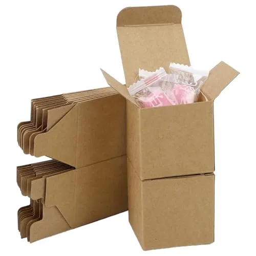 Festa Centro (5 x 5 x 5 cm) 50 Stück; Schachteln aus braunem Kraftpapier; quadratische Schachteln aus Kraftpapier mit Deckel, einfach zu montieren, Gastgeschenke für Geburtstage und Hochzeiten